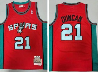 San Antonio Spurs #21 Tim Duncan Throwabck Jersey Red