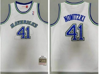 Dallas Mavericks #41 Dirk Nowitzki Throwback Jersey White