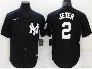 Nike New York Yankees #2 Derek Jeter Fashion Cool Base Jersey Black