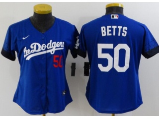 Woman Nike Los Angeles Dodgers #50 Mookie Betts City Jersey Blue