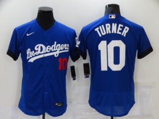 Nike Los Angeles Dodgers #10 Justin Turner Flexbase Jersey Blue City