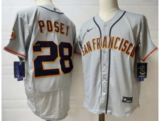 Nike San Francisco Giants #28 Buster Posey Flexbase Jersey Grey