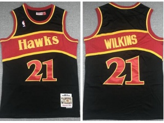 Atlanta Hawks #21 Dominique Wilkins Throwback Jersey Black 