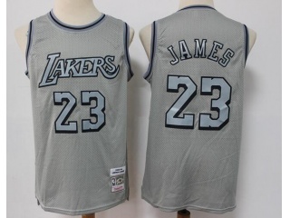 Los Angeles Lakers #23 Lebron James Throwback Jersey Grey