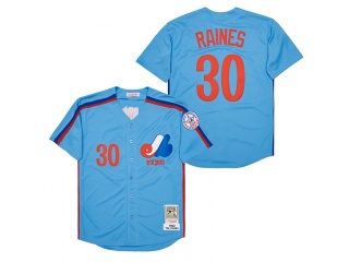 Montreal Expos #30 Tim Raines Baseball Jersey Blue Retro