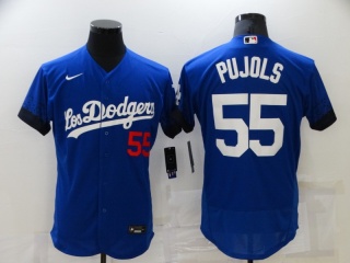 Nike Los Angeles Dodgers #55 Albert Pujols City Flex Base Jersey Blue