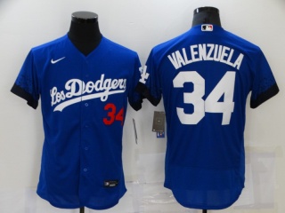 Nike Los Angeles Dodgers #34 Fernando Valenzuela City Flex Base Jersey Blue