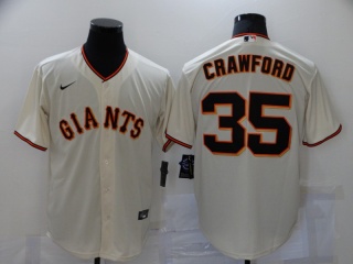 Nike San Francisco Giants #35 Brandon Crawford Cool Base Jersey Cream