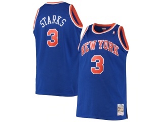 New York Knicks #3 John Starks Throwback Jersey Blue
