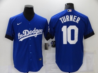 Nike Los Angeles Dodgers #10 Justin Turner City Flex Base Jersey Blue