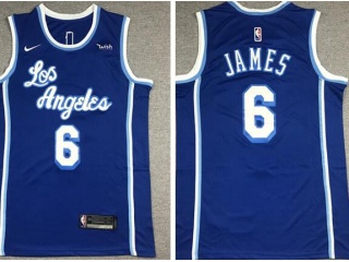 Nike Los Angeles Lakers #6 Lebron James Jersey Blue