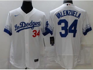 Nike Los Angeles Dodgers #34 Fernando Valenzuela City Flexbase Jerseys White