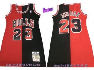 Chicago Bulls #23 Michael Jordan Splite Dress Jersey Red And Black