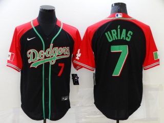 Nike Los Angeles Dodgers #7 Julio Urias Mexico Cool Base Jersey Black/Red