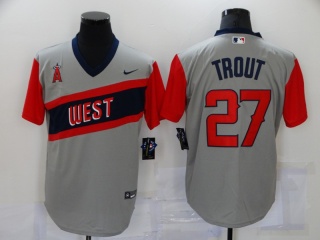 Nike Los Angeles Angels #27 Mike Trout 2021 Little League Classic Road Jersey Grey