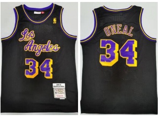 Los Angeles Lakers #34 Shaquille O'Neal Throwabck Jersey Black