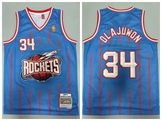 Houston Rockets #34 Hakeem Olajuwo 1996-97 Hardwood Classics Reload 2.0 Jersey Light Blue