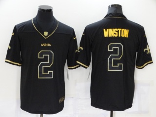 New Orleans Saints #2 Jameis Winston Golden Number Limited Jersey Black