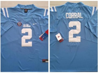 Ole Miss Rebels #2 Matt Corral Jersey Blue