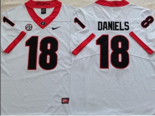 Georgia Bulldogs #18 JT Daniels With 40th Pacth Jersey White