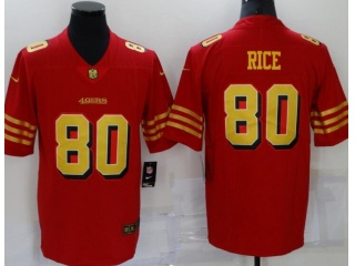 San Francisco 49ers #80 Jerry Rice with Golden Number Limited Jersey Red