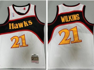 Atlanta Hawks #21 Dominique Wilkins Throwback Jersey White