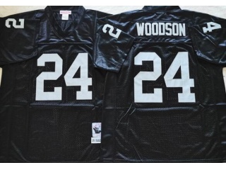 Oakland Raiders #24 Charles Woodson Throwback Football Jerseys Black