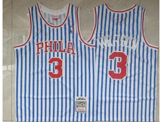 Philadelphia 76ers #3 Allen Iverson Pinstrip Throwback Jersey White