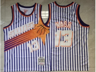 Phoenix Suns #13 Steve Nash White Pinstrip Throwback Jersey