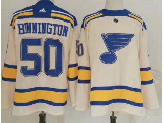 Adidas St.Louis Blues #50 Jordan Binnington 2022 Winter Classic Jersey Cream