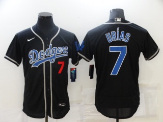 Nike Los Angeles Dodgers #7 Julio Urias Flexbase Jersey Black with Blue