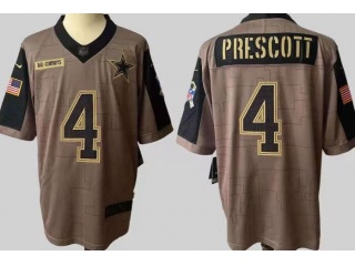 Dallas Cowboys #4 Dak Prescott 2021 Salute To Service Jersey Green