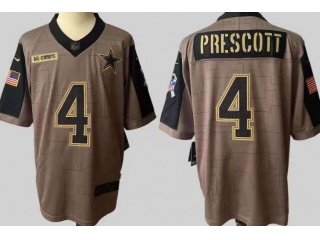 Dallas Cowboys #4 Dak Prescott 2021 Salute To Service Jersey Green