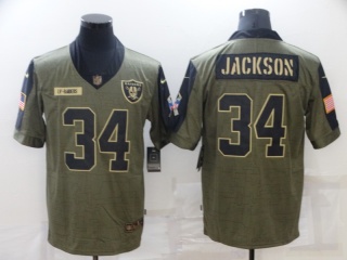 Las Vegas Raiders #34 Bo Jackson 2021 Salute to Service Limited Jersey Olive