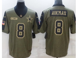 Dallas Cowboys #8 Troy Aikman 2021 Salute To Service Jersey Green