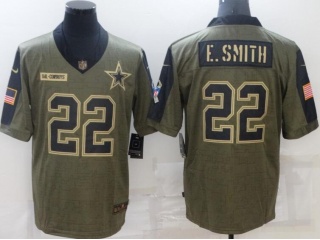 Dallas Cowboys #22 E.smith 2021 Salute To Service Jersey Green