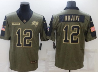 Tampa Bay Buccaneers #12 Tom Brady 2021Salute To Service Jersey Green