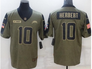 Los Angeles Chargers #10 Justin Herbert 2021 Salute To Service Jersey Green