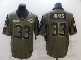 Green Bay Packers #33 Aaron Jones 2021 Salute To Service Jersey Green