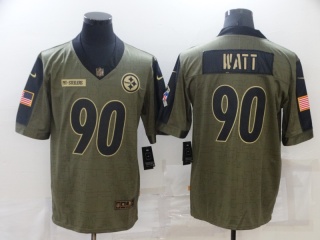 Pittsburgh Steelers #90 T.J. Watt 2021 Salute To Service Jersey Green