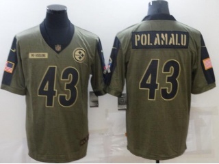 Pittsburgh Steelers #43 Troy Polamalu 2021 Salute To Service Jersey Green