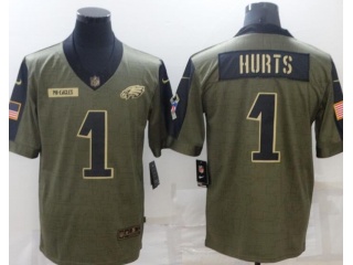 Philadelphia Eagles #1 Jalen Hurts 2021 Salute To Service Jersey Green