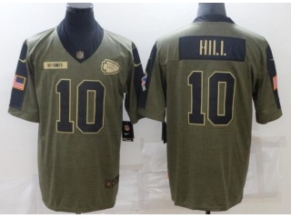 Kansas City Chiefs #10 Tyreek Hill 2021 Salute To Service Jersey  Green