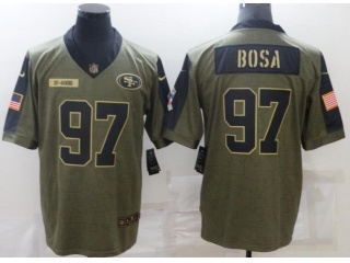 San Francisco 49ers #97 Nick Bosa 2021Salute To Service Jersey Green