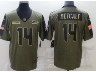 Seattle Seahawks #14 DK Metcalf 2021 Salute To Service Jersey Green