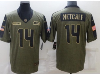 Seattle Seahawks #14 DK Metcalf 2021 Salute To Service Jersey Green 