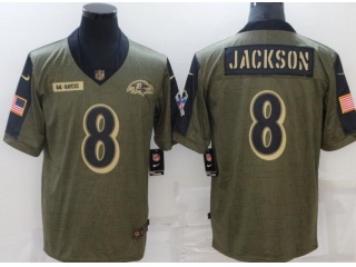 Baltimore Ravens #8 Lamar Jackson 2021 Salute To Service Jersey Green