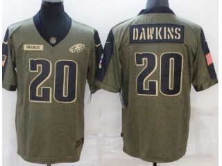Philadelphia Eagles #20 Brian Dawkins 2021  Salute To Service Jersey Green