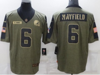 Cleveland Browns #6 Baker Mayfield 2021 Salute To Service Jersey Green