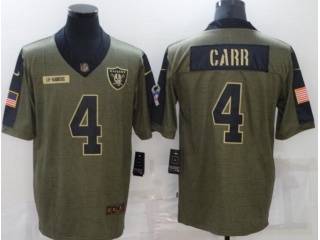 Las Vegas Raiders #4 Derek Carr 2021 Salute To Service Jersey Green